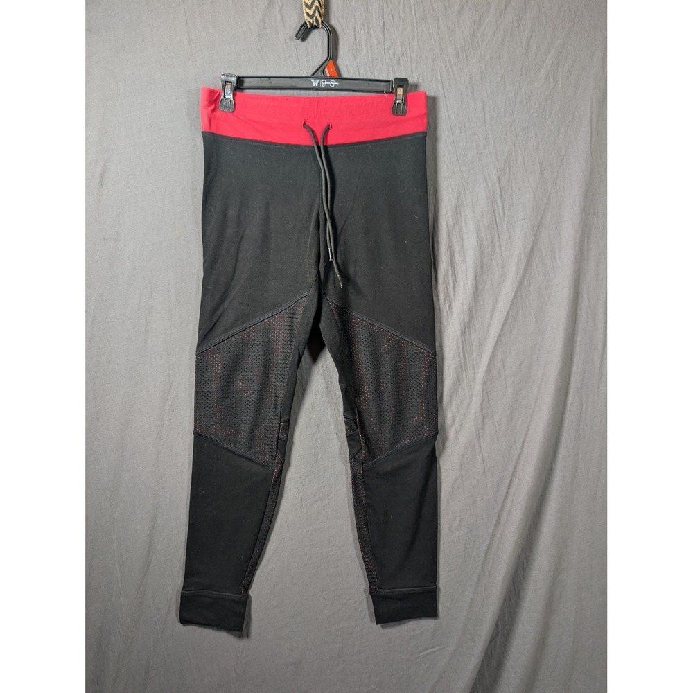 Victoria's Secret PINK Womens M Yoga Leggings Black Red Mesh Athletic‎ Workout